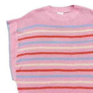 Kori America Pink Striped Knit Sweater Medium